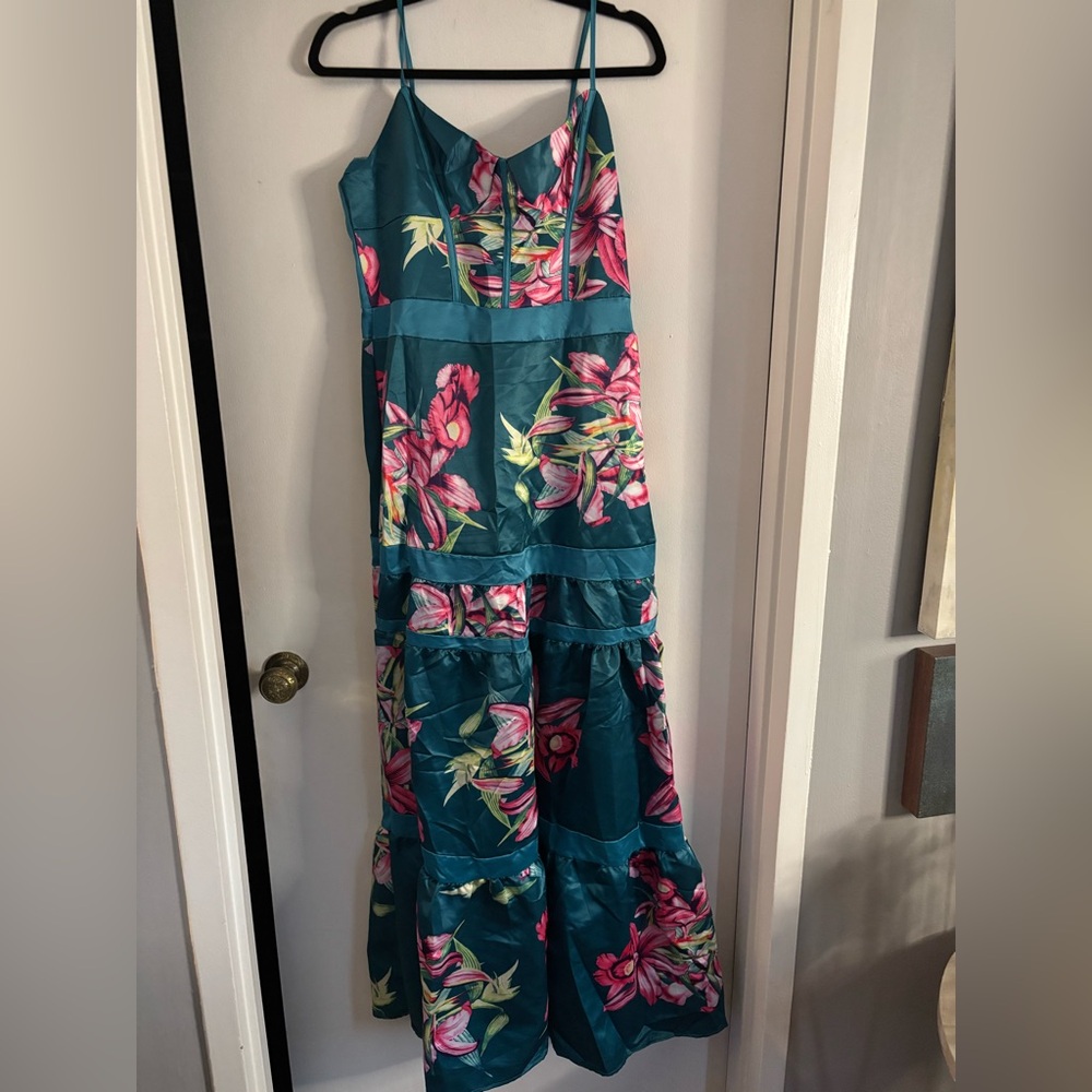 Floral Teal Maxi Dress